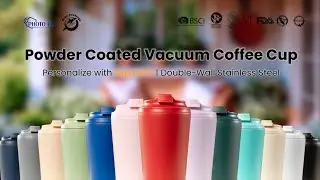 Customize Color Powder Coated Vacuum Coffee Thermos Cup with Orca DTF UV Sticker Printing Solution