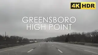 Greensboro to High Point Road Trip | Guilford County - North Carolina, USA | Rainy Day | 4K HDR