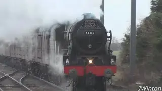 LMS Royal Scot Class 6115 Scots Guardsman passing Chathill Station