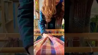 Hand woven blanket shawl on a rigid heddle loom #woventextiles #handweaving #wovenblanket #handwoven