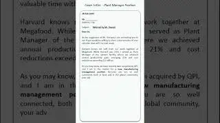 Cover Letter - Plant Manager Position (By Reference) #youtubeshorts #coverletter #plantmanager