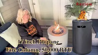 17 Inch Propane Fire Column &ndash; 50,000 BTU Outdoor Gas Fire Pit for Patio & Backyard