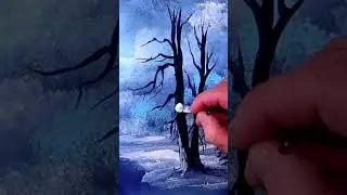 How to Paint Frozen Pond Winter Landscape  #acrylicpainting #winterart #paintingtechniques #art