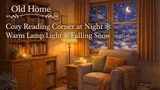 Cozy Reading Corner at Night ❄️ Warm Lamp Light & Falling Snow