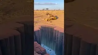 Lion Panics on 3D Cliff&hellip;😁 #animalcomedy