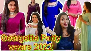 Georgette party wear collection/Georgette Boutique style Kurthis/2022  Georgette Dress models/latest