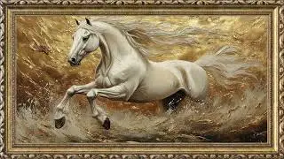 Vintage TV Art Horse Painting | Gold Frame TV Art | Art Screensaver for TV 2 Hrs