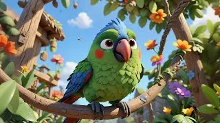 Dancing Parrot on a Swing | Animal Fun Song for Kids | Nursery Rhymes and Baby Learning Songs