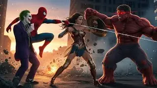 A Legendary Clash: Spider-Man & Wonder Woman Take on Joker & Red Hulk JR