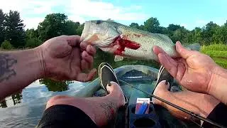 Googan strikes again !! (top water, bass fishing , kayak )