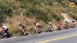 Lead riders head up Laureles Grade during stage 4 of @amgentoc