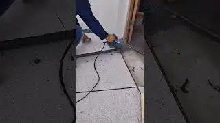 Workers cut calcium sulphate raised floor to install the computer room. #raisedfloor #titanflor