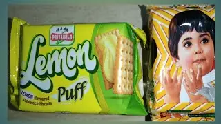 ASMR satisfying video of Lemon Puff vs Parle-G biscuit 🍪🍪 opening video 🍪🍪