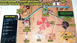 Smart🏡Home & Smart🏦Building Energy Efficiency Using Raspberry Pi Pico | GSM📱SMS Notification🔔Alert