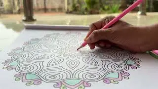 Soothing Mandala Coloring with Color Pencils | Relaxing Music & Countryside Sketch 🌿