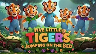Five Little Tigers Jumping on the Bed | Fun Nursery Rhyme for Kids | Songs & Rhymes