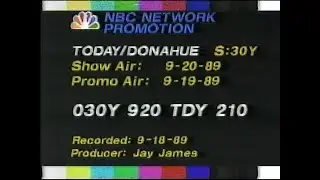 NBC Affiliate Advertising & Promotional Services Feed (partial) Sept 19, 1989- Today & Donahue