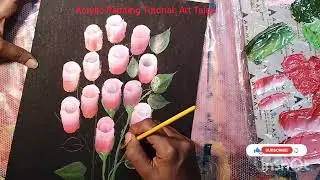 QUICK AND EASY ROSE BUD ACRYLIC PAINTING TUTORIAL FOR BEGINNERS-BEGINNERS ACRYLIC