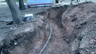 fixing our mess up with 20 year old homemade backhoe (water line excavation)