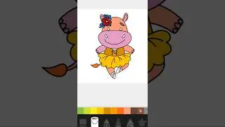 🔴 SNOW  HOW TO COLORING A BALLET HIPPOPOTAMUS DANCE | Fun & Easy coloring pages for kids