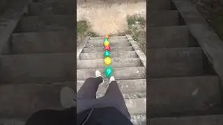 Green pink red yellow balloons breaking #shorts #asmr #viral #crush
