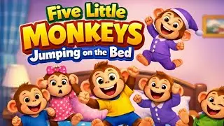 Five Little Monkeys Jumping on the bed - 3D Animation English Nursery rhyme for children | 