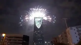 Riyadh Season Kingdom Center Tower Fireworks Display in Saudi Arabia 4k Video 14th November 2019