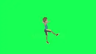3d boy in sports clothes dancing jazz, left angle isolated chroma key green background