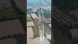 जहाँ ऊँचाई देख कर रूह काँप जाए 😱 | Power Line Workers #HighRiskJob  #PowerLineWorkers #ViralShorts