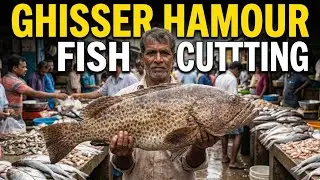 Amazing Very Delicious Giant Hamour Fish Cutting | Expert Fish Cutting Skills in Fish Market