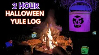 Halloween Yule Log | Giant Boo Bucket Fire | 2 Hours of Cozy Spooky Ambience