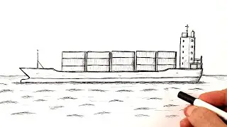 How to draw a Cargo ship easy