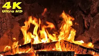 🔥 Fire Background Video Effects 4K. Winter Cabin Fireplace Ambience. Winter Fireplace for Deep Sleep