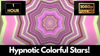Red & Orange Stared Hypnotic Colorful Tunnel Screensaver 1 HOUR Graphic Wallpaper & LIVE Background