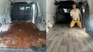Ремонт ржавого пола фургона с отверстиями для кемпера Ford Econoline