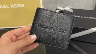 Распаковка кошелька MICHAEL KORS Cooper Pebbled Leather Billfold Wallet With Coin Pouch (black)