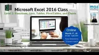 Microsoft Excel Webinar March 17 and 18 of 2020