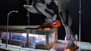 たまたま家にセブンイレブンがあったから作りたくなったガンプラジオラマ。（ガンプラ兄妹）　　　　　I happened to have a 7-Eleven at home.