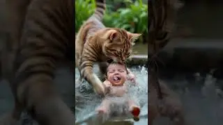 #CatSavesBaby#WaterRescue#BabyInDanger#BraveCat
