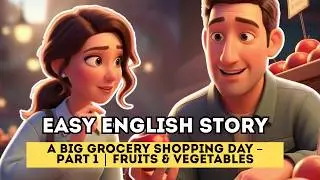 A Big Grocery Shopping Day &ndash; Part 1 | Fruits & Vegetables | Easy English Story | A2