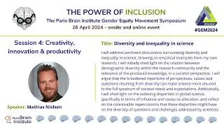 Mathias Nielsen, University of Copenhagen, Denmark:  Diversity and inequality in science