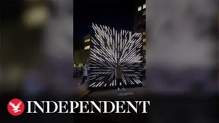 Huge interactive LED touchscreen set up in middle of New York City