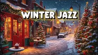 🔴 Winter Jazz Music with Slow Snowfall 🎄Cozy Winter Coffee Shop Ambience & Jazz Relaxing Music