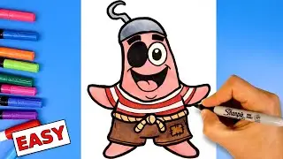 How to Draw Patrick Star as Pirate from Spongebob Easy