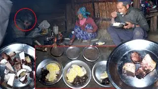 jungle man cooks PORK & rice for DRUNKARD MAN of the village || family in the jungle ||