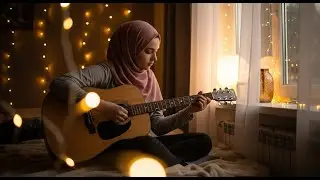 Golden Hour Guitar Serenity &ndash; Muslimah Indoors Strumming Soft Acoustic Melodies
