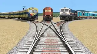 Three Super Trains crossing each other at Same Track | Forked Railroad