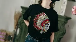 Native American Indian Chief Skull Embroidery &ndash; Feathered Headdress Machine Design