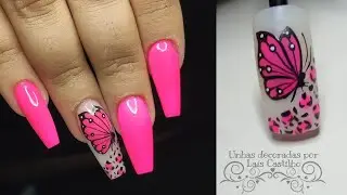 unhas decoradas fácil com borboleta