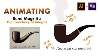 Animating famous art #3 💨 René Magritte 💨 After Effects workflow ⭐ Smoke + trim paths effects